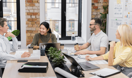 Team collaborating in office
